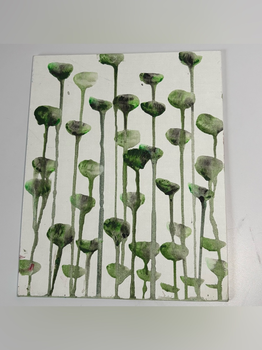 Green Acrylic Abstract Botanical Small Canvas Painting  size-‎ 10in x 8in - Picture 4 of 7